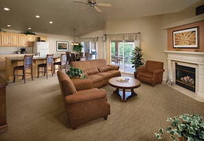TV, fireplace, DVD player, table football