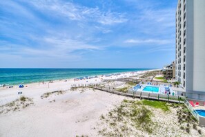 On the beach, white sand