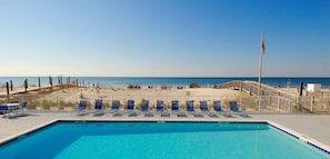Outdoor pool, pool loungers