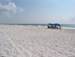 On the beach, white sand