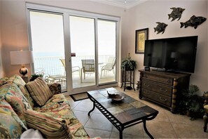 Appartamento, 2 camere da letto, vista spiaggia | Soggiorno