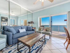公寓客房, 1 間臥室, 海灘景 | 客廳