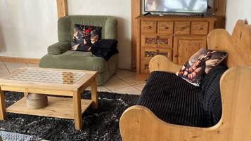 Tv, dvd-afspiller, bøger, videobibliotek