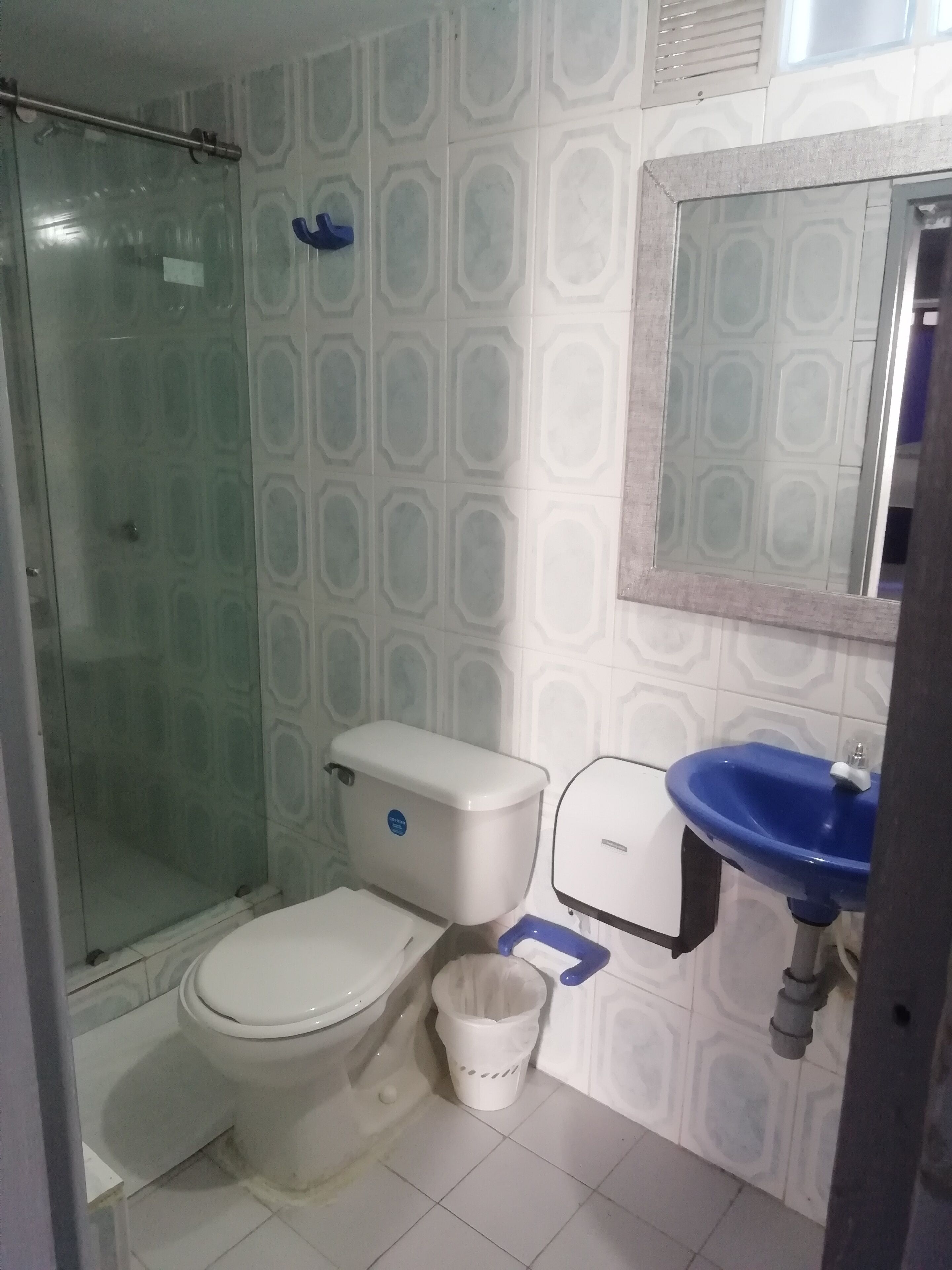 family quadruple room | bathroom | shower, towels, soap, toilet paper