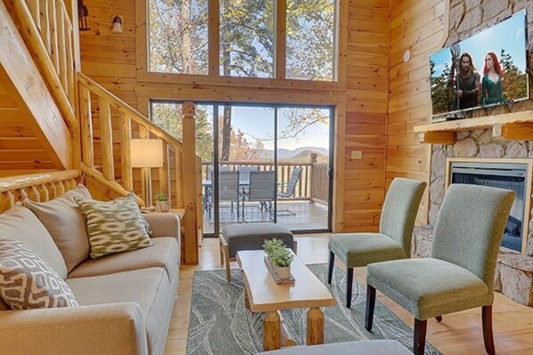 TV, fireplace, video games, foosball