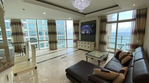Family Apartment, 2 Bedrooms, Kitchenette, Bay View | Living room | LCD TV - Lotus Village Nha Trang (Nha Trang)