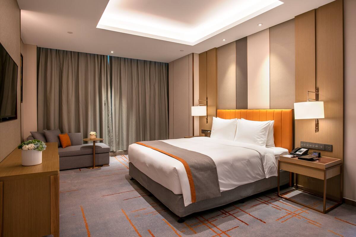 In-room safe, desk, blackout curtains, iron/ironing board