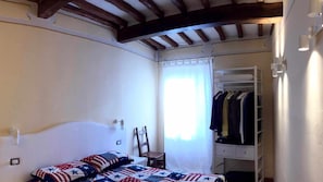 Desk, laptop workspace, blackout curtains, free WiFi