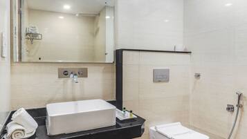 Slippers, towels, soap, shampoo