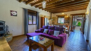 Televisión y chimenea