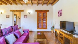 Una televisión, una chimenea