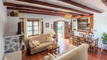 Una televisión, una chimenea