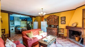 テレビ、暖炉、DVD プレーヤー、ステレオ