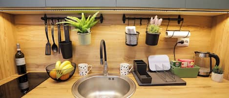 Appartement (Lavanda) | Cuisine privée | Réfrigérateur, plaque de cuisson, bouilloire électrique
