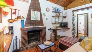 Televisión y chimenea 