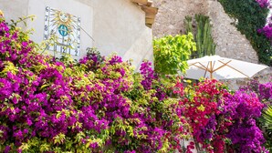 A building with a stone wall and a colorful mural. - Newly renovated townhouse  w/ garden and sea-view for 4 guests in old Antibes (Antibes)