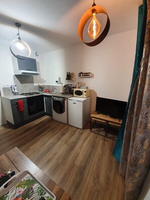 Private kitchen - CHARMING SMALL F1 IN TOWN CENTER WITH TERRACE (Tain-l'Hermitage)