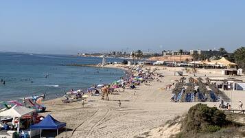 Plage, chaises longues, serviettes de plage