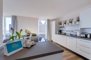 Kühlschrank, Mikrowelle, Ofen, Herdplatte