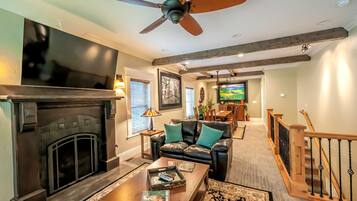 TV, fireplace