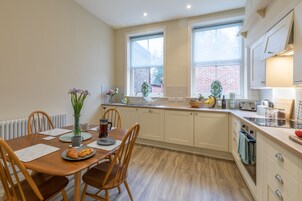 Apartment | Private kitchen | Fridge, microwave, oven, stovetop