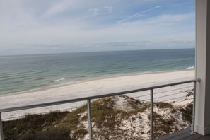 On the beach, sun loungers, beach towels
