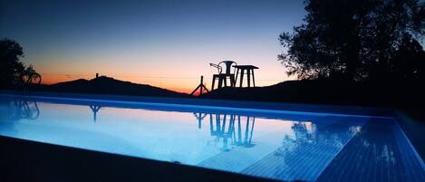Piscine extérieure, piscine chauffée