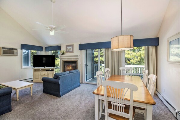 Smart TV, chimenea y reproductor de DVD 