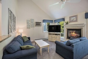 Smart TV, chimenea y reproductor de DVD 