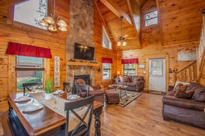 Smart TV, fireplace, video games