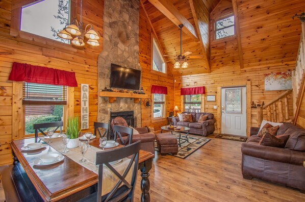 Smart TV, fireplace, video games