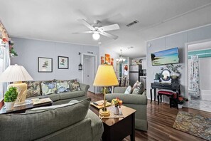 Televisión, libros y oficina 