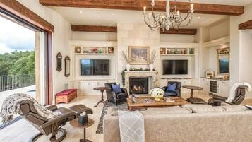 Villa, Multiple Beds (LX15 Vue de l'ocean Oceanview French ) | Living room | TV, fireplace, DVD player