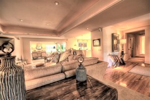 House, Multiple Beds (MV 07 GOLFER'S View retreat 31 days r) | Living room | TV, fireplace, DVD player - MV 07 Golfer's View Retreat 31 Days Rental Minimum (Carmel)