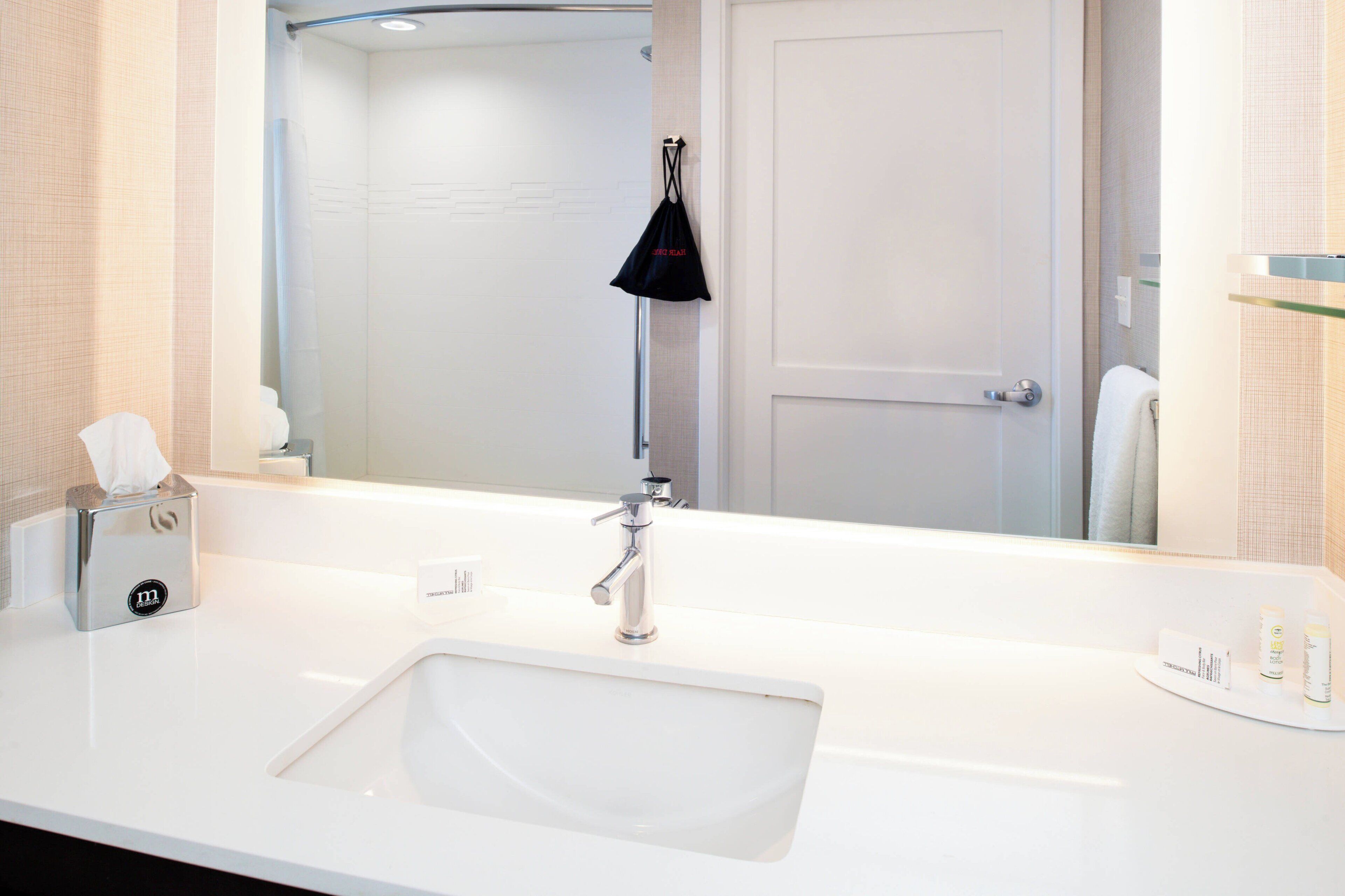 free toiletries, hair dryer, towels, soap