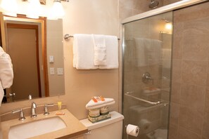 Ensemble douche/baignoire, sèche-cheveux, serviettes fournies, shampoing