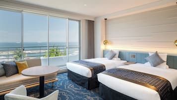 Deluxe Twin Room, Non Smoking, Ocean View (with Private Bathroom) | In-room safe, bed sheets