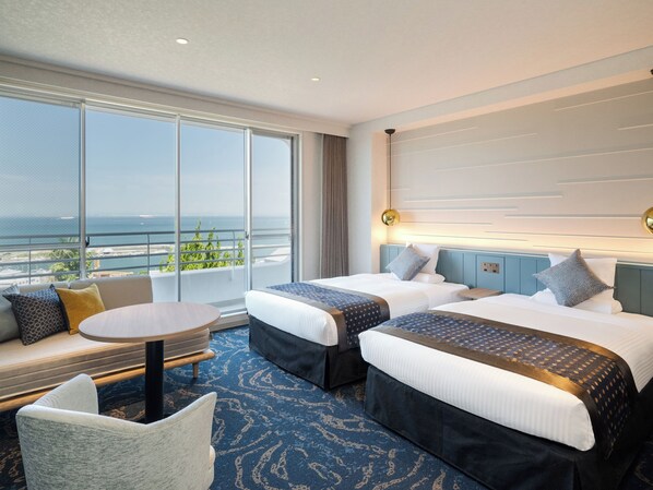 Chambre Deluxe avec lits jumeaux, non-fumeur, vue océan (with Private Bathroom)