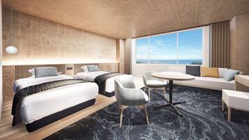 Kamar, Bebas Asap Rokok, pemandangan samudra (JPN-Western / With toilet) | 1 kamar tidur, brankas, dan seprai linen