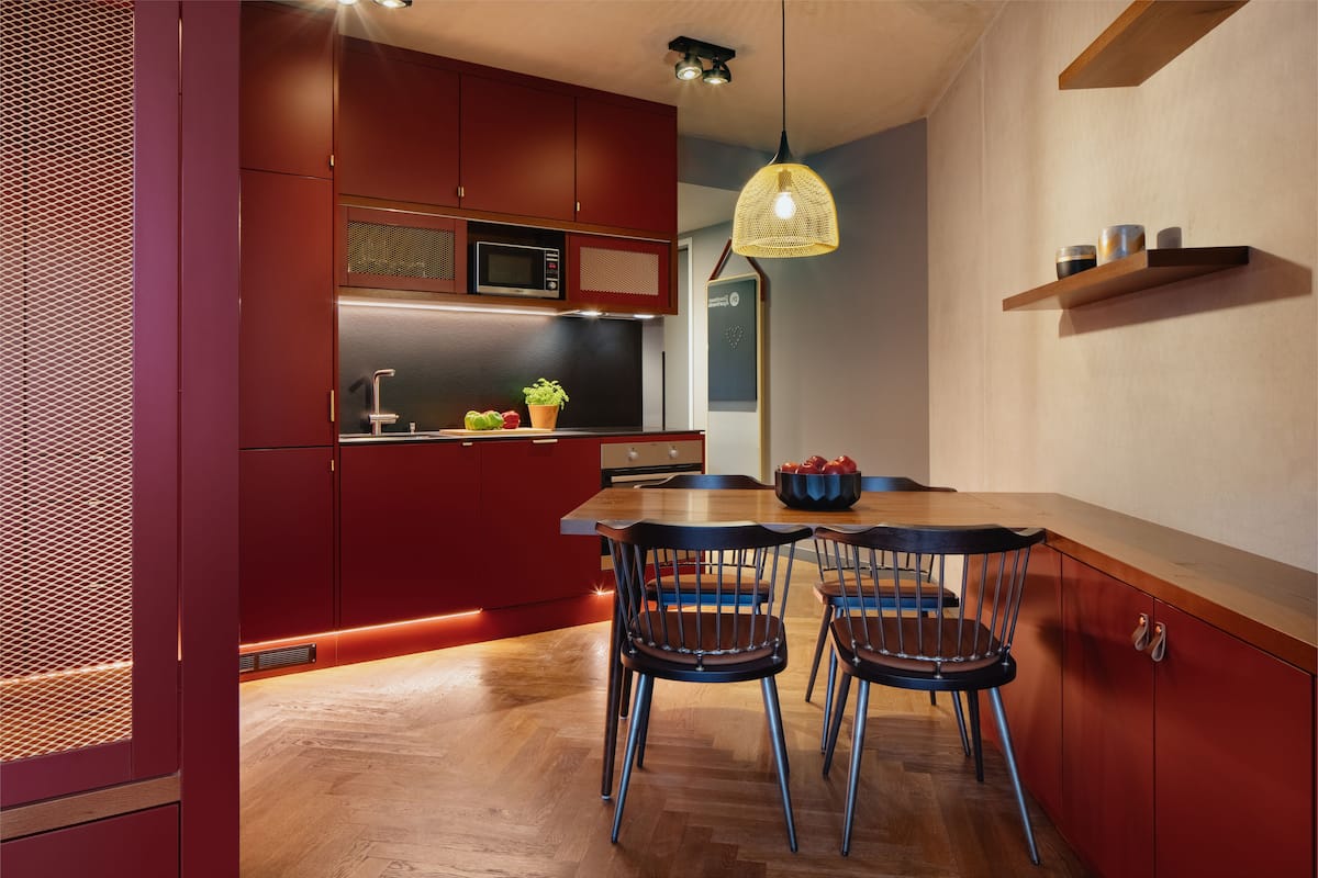 Fancy Red | Living area | 43-inch flat-screen TV with cable channels, TV, heated floors