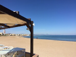 Beach nearby, sun-loungers