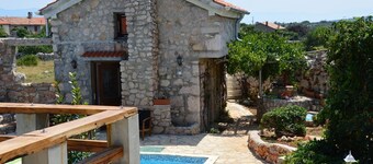 4BR Absolutely unique, rustic stone houses with pool,  5 min. walk  to the beach