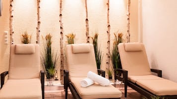 Sauna, aromatherapy, hot stone massages, facials, Ayurvedic treatments