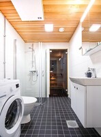 Two Room Apartment With Sauna | Bathroom | Shower, towels, toilet paper