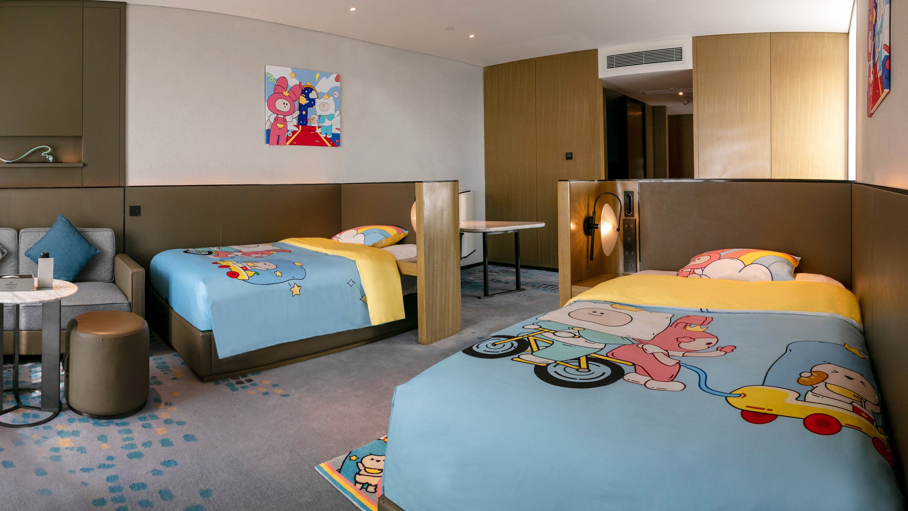 Rom – premium, 2 enkeltsenger (Kids Theme) | Skrivebord, skrivebord for bærbar PC, lydisolert og wi-fi