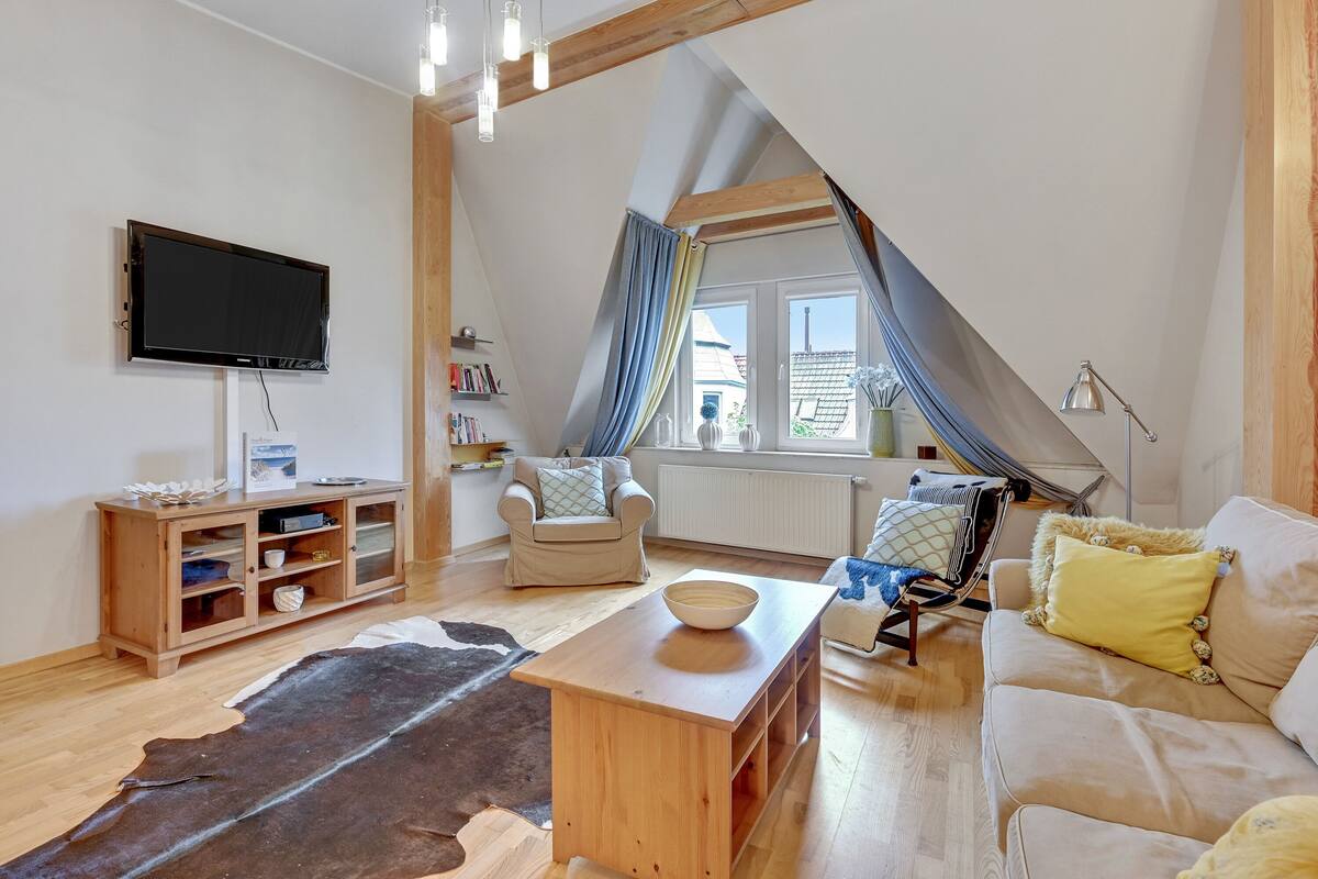 Classic Apartment, 1 Bedroom (4 adults) | Living room | 40-inch flat-screen TV with cable channels, LCD TV