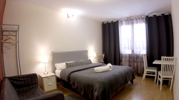Chambre Double, salle de bains privée, vue ville