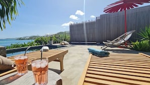 Terrace/patio - VILLA PINEL BAY VIEW - Sea and St Barth view villa with pool and sea access (ST MARTIN)