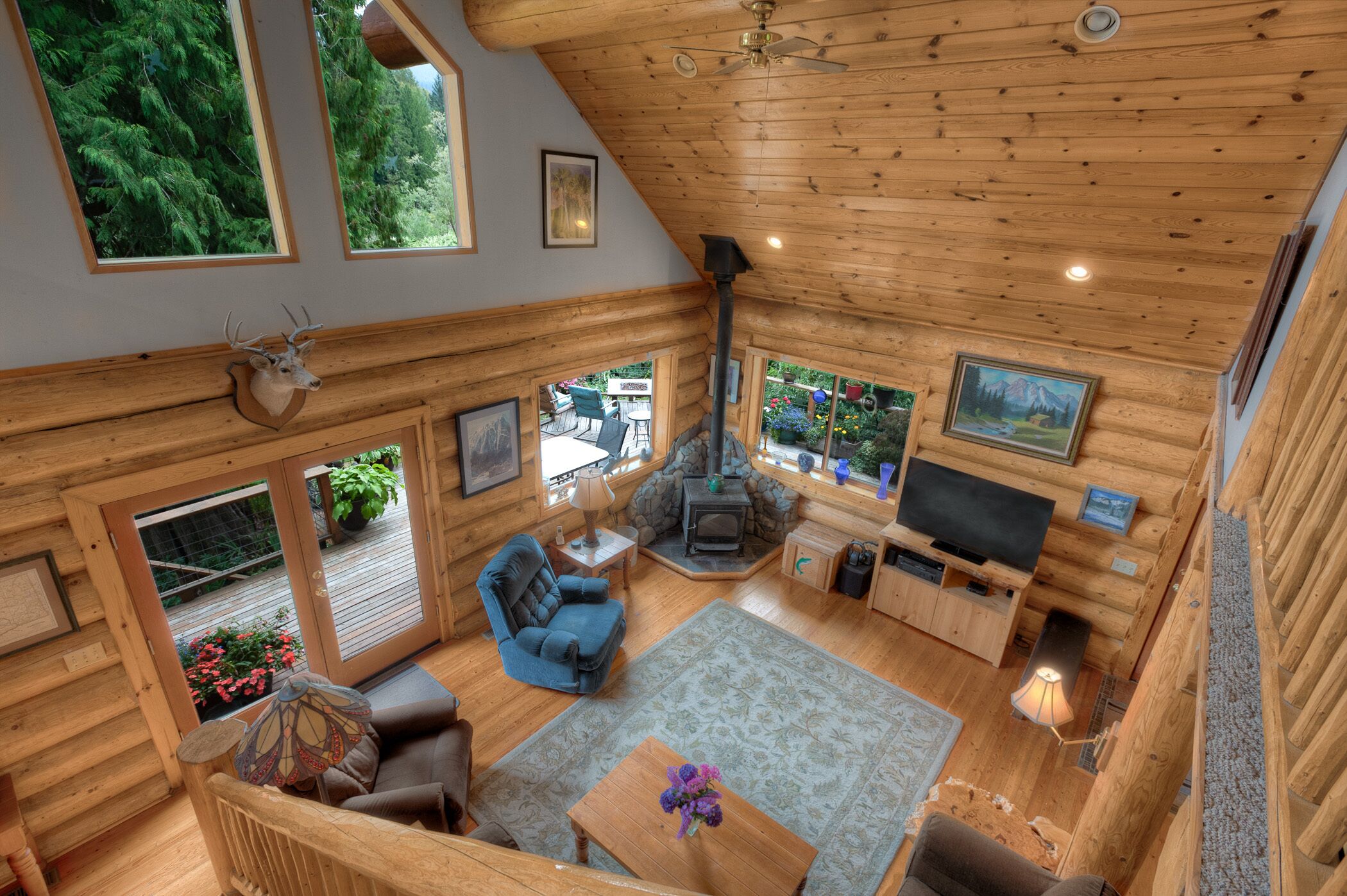 Bonny Sky Lodge- private riverfront log cabin w/ mountain view, hot tub, generator backup!