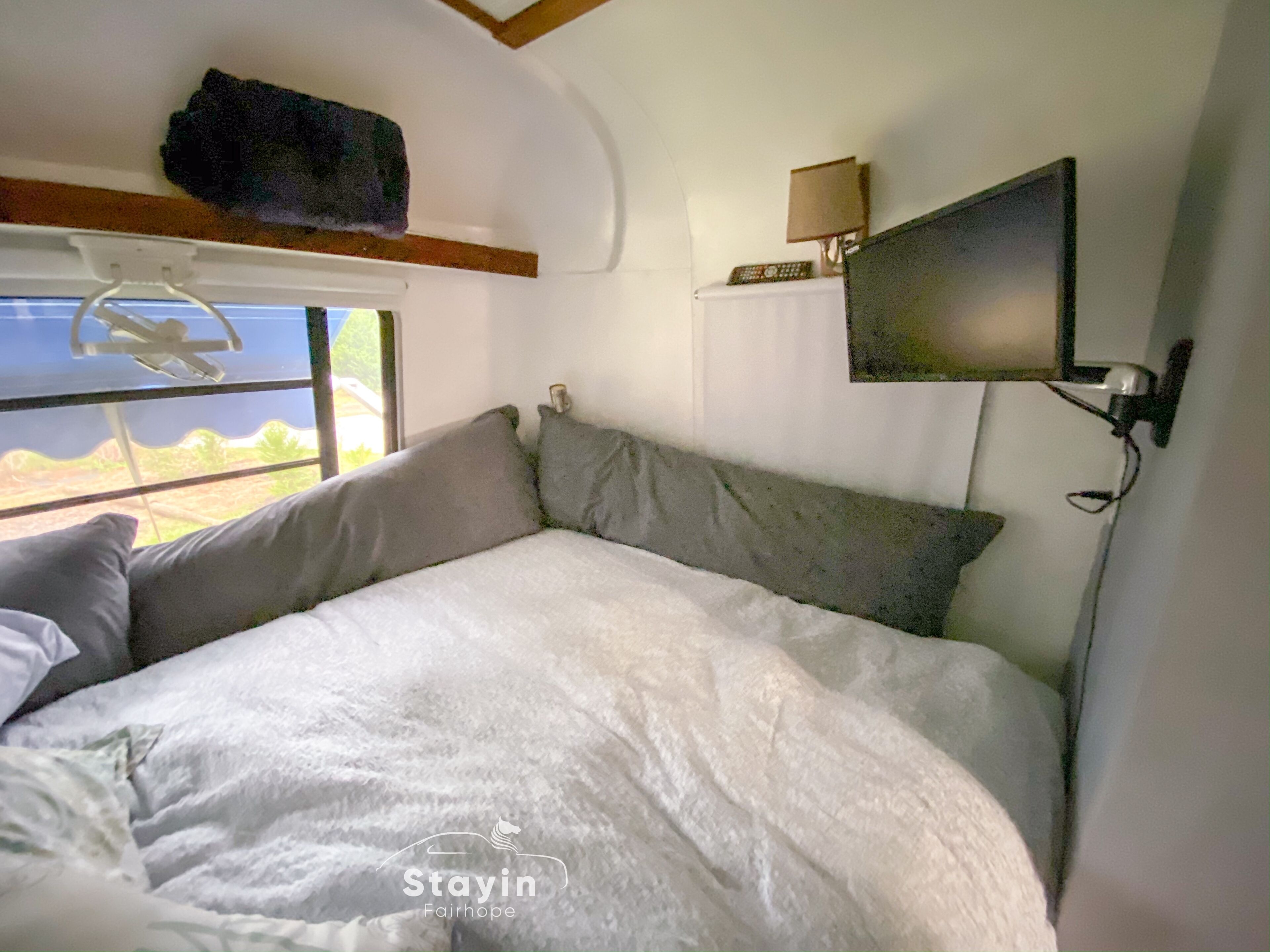 Vintage Silver Bullet modern Flair & EV Charger Glampingfarm  @StayInFairhope